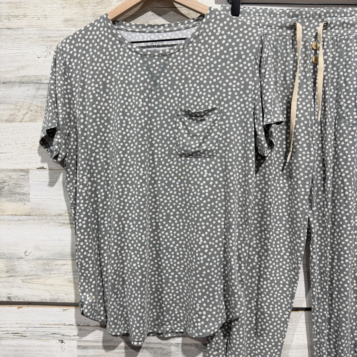 Lates Pajama Set Women Medium Dot Modal Jogger Loungewear EUC1