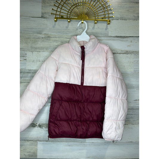 Old Navy Puffer Jacket Girls S 6-7 Pink Maroon Colorblock Gorpcore GUC*0