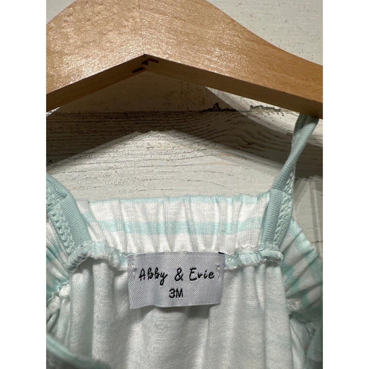 Abby & Evie Sailboat Romper Baby Girl 3M Blue Striped Nautical Sun EUC2