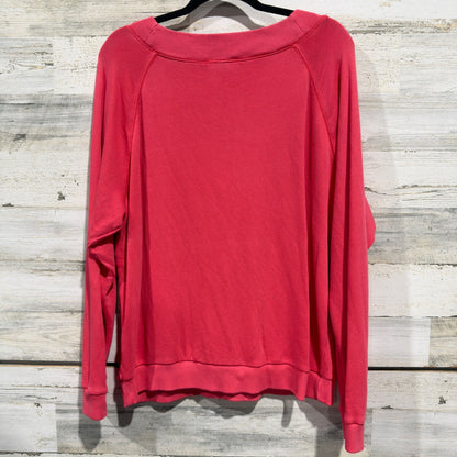 Universal Thread Sweatshirt Women XL Bright Coral V-Neck Raglan Casual Basic EUC2