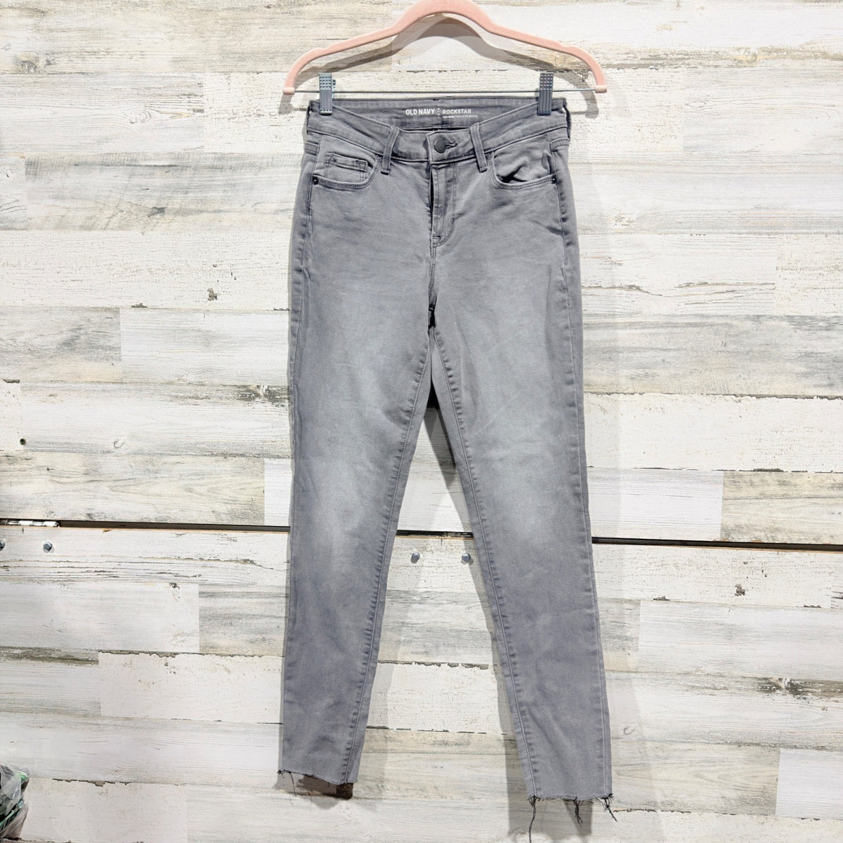 Old Navy Rockstar Skinny Jeans Women 2 Gray Raw Hem Pants0