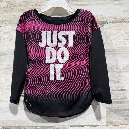 Nike Just Do It Dri-FIT Top Girls 3T Black Pink Wavy Graphic Athletic Cut0