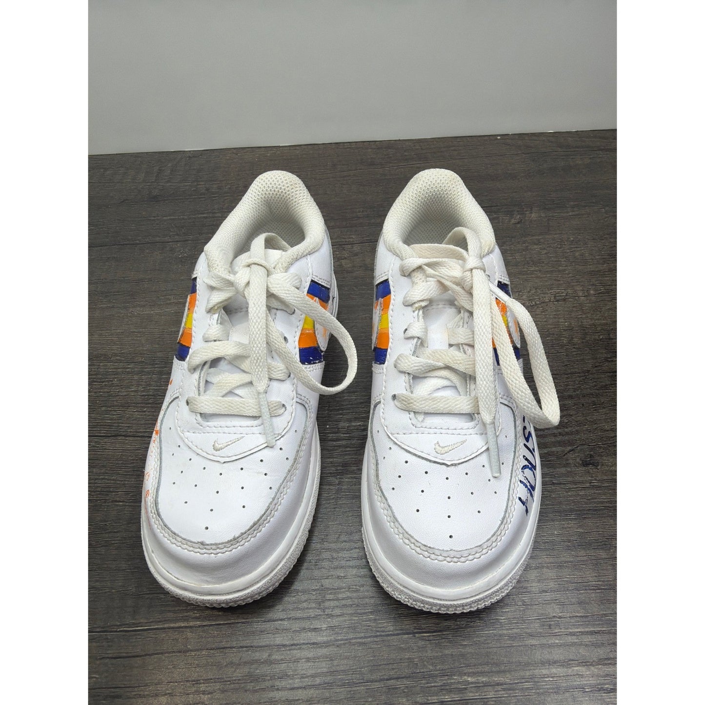 Nike Air Force 1 Kids 10C White Houston Astros Custom Baseball Sporty Flawed*1