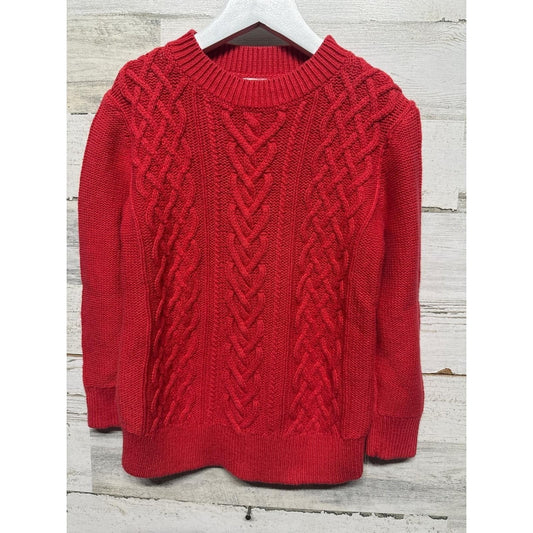 Crewcuts Cable Knit Sweater Girls 6/7 Red Long Sleeve EUC0