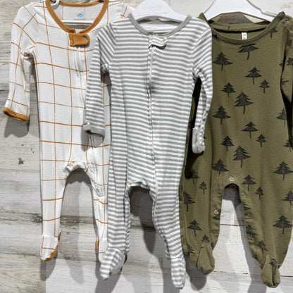 Cloud Island Footed Pajamas Sleep Play Boys 0-6M Multi Cotton Woodland Flawed*1