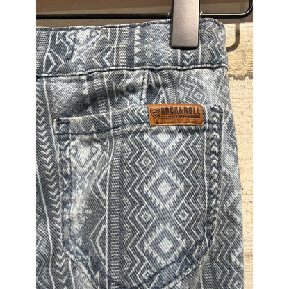 Rock & Roll Denim Bell Bottom Jeans Girls 4 Blue Aztec Western Boho EUC3
