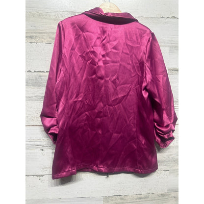 Originality Satin Blazer Girls Large Magenta Pink Ruched Sleeve EUC2
