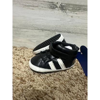 Crib Shoes Boys 12-18M Black High Top Striped Sneaker NWT0