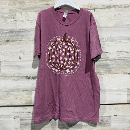 Tultex 1 Thessalonians 5:16 Graphic Tee Women M Purple Cotton Blend Fall Casual0