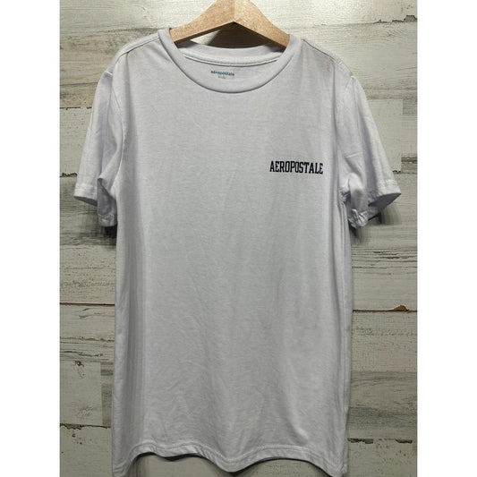 Aeropostale T-Shirt Boys 12 White Logo Graphic EUC0