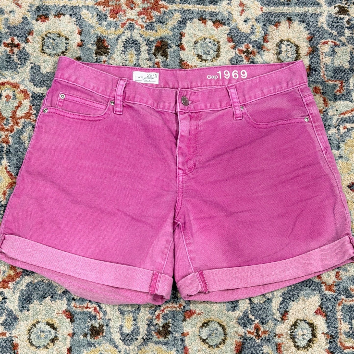 Gap Sexy Boyfriend Shorts Women 8 Pink Cuffed Denim Summer Barbiecore EUC0