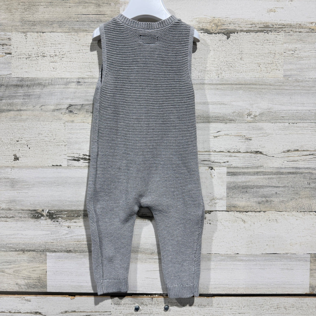 Little Planet Knit Jumpsuit Boys 12M Grey Organic Cotton Garter Stitch2
