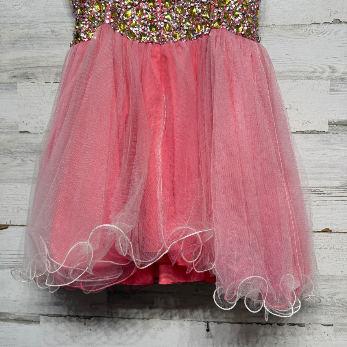 Terani Couture Cocktail Dress Women 10 Pink Sequin Tulle Pageant Glam5