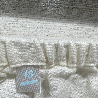 Edgehill Collection Smocked Dress Set Girls 18M Cream Linen Cotton Heirloom EUC4