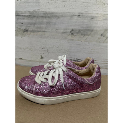 Steve Madden Rhinestone Sneakers Girls Youth 3 Pink Bling Low Top Shoes1