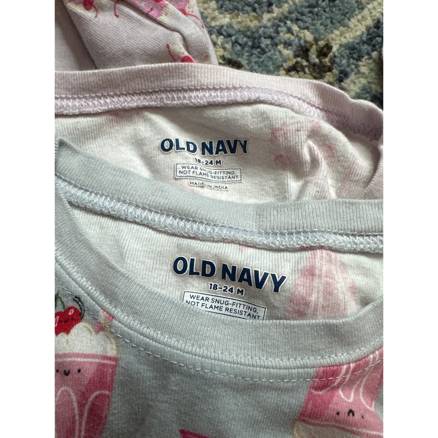 Old Navy Pajama Set Bundle Girls 18-24M Pink Blue Cake Milkshake2