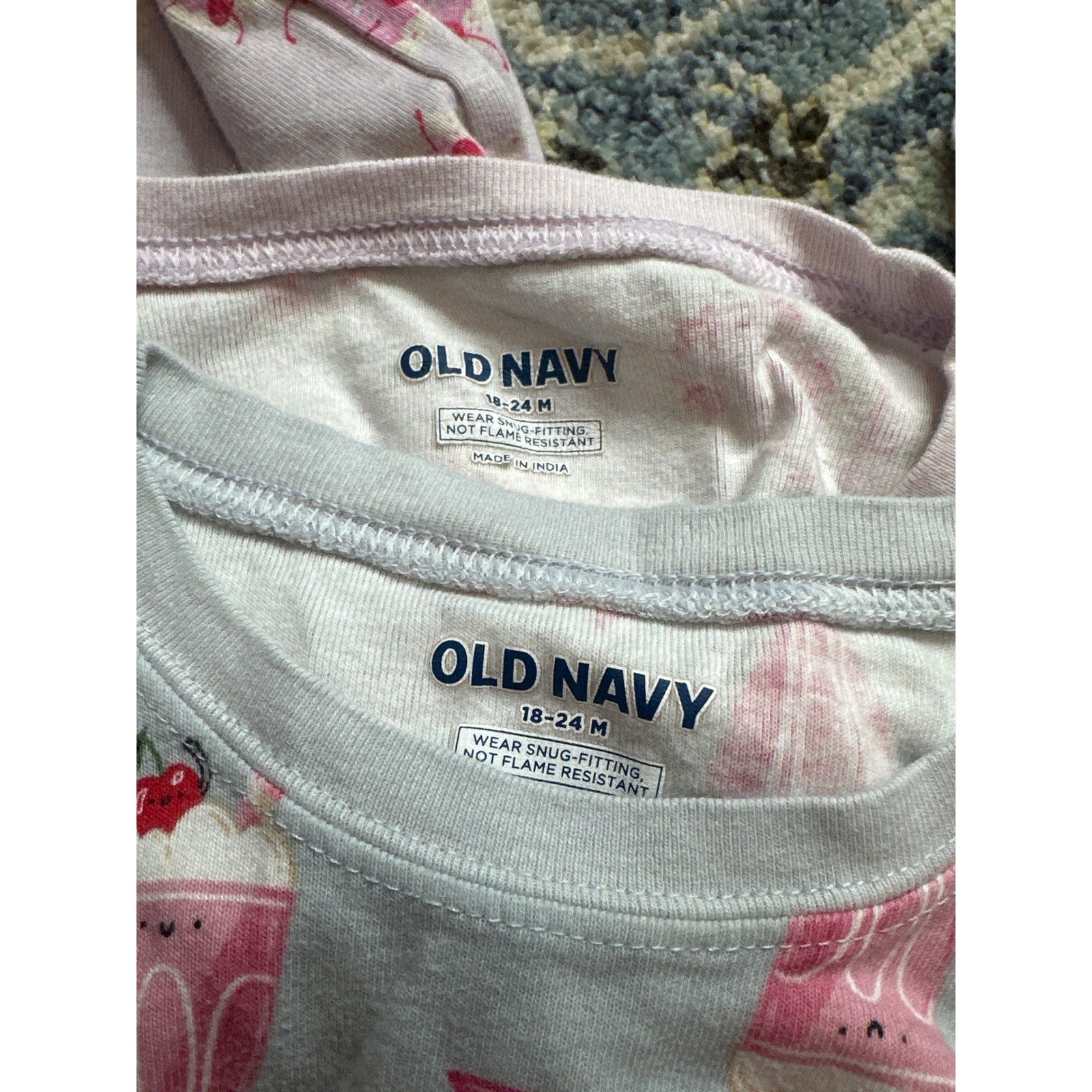 Old Navy Pajama Set Bundle Girls 18-24M Pink Blue Cake Milkshake2