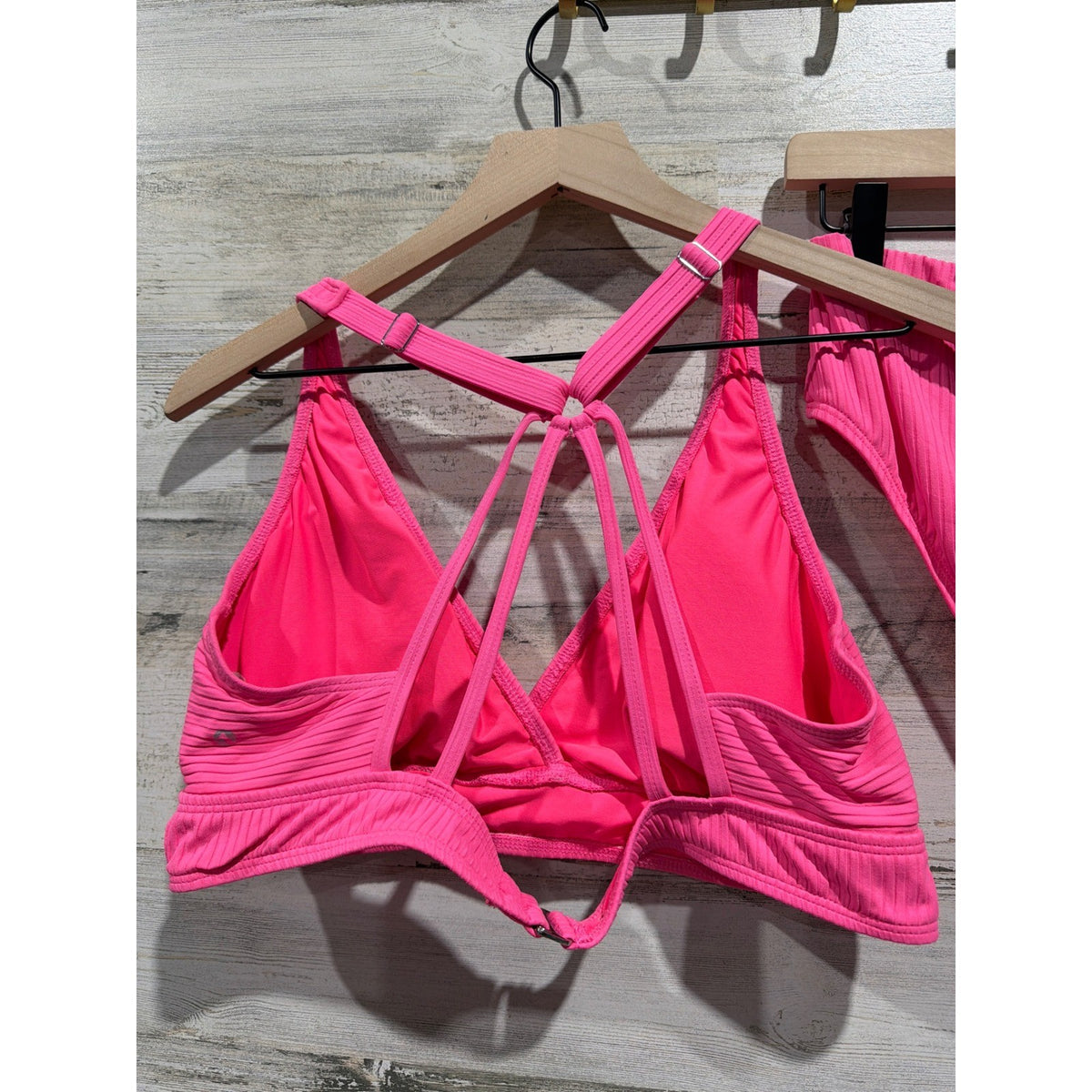 Next Bikini Set Women 38B/C Top XL Bottoms Pink Ribbed High Waist Barbiecore5