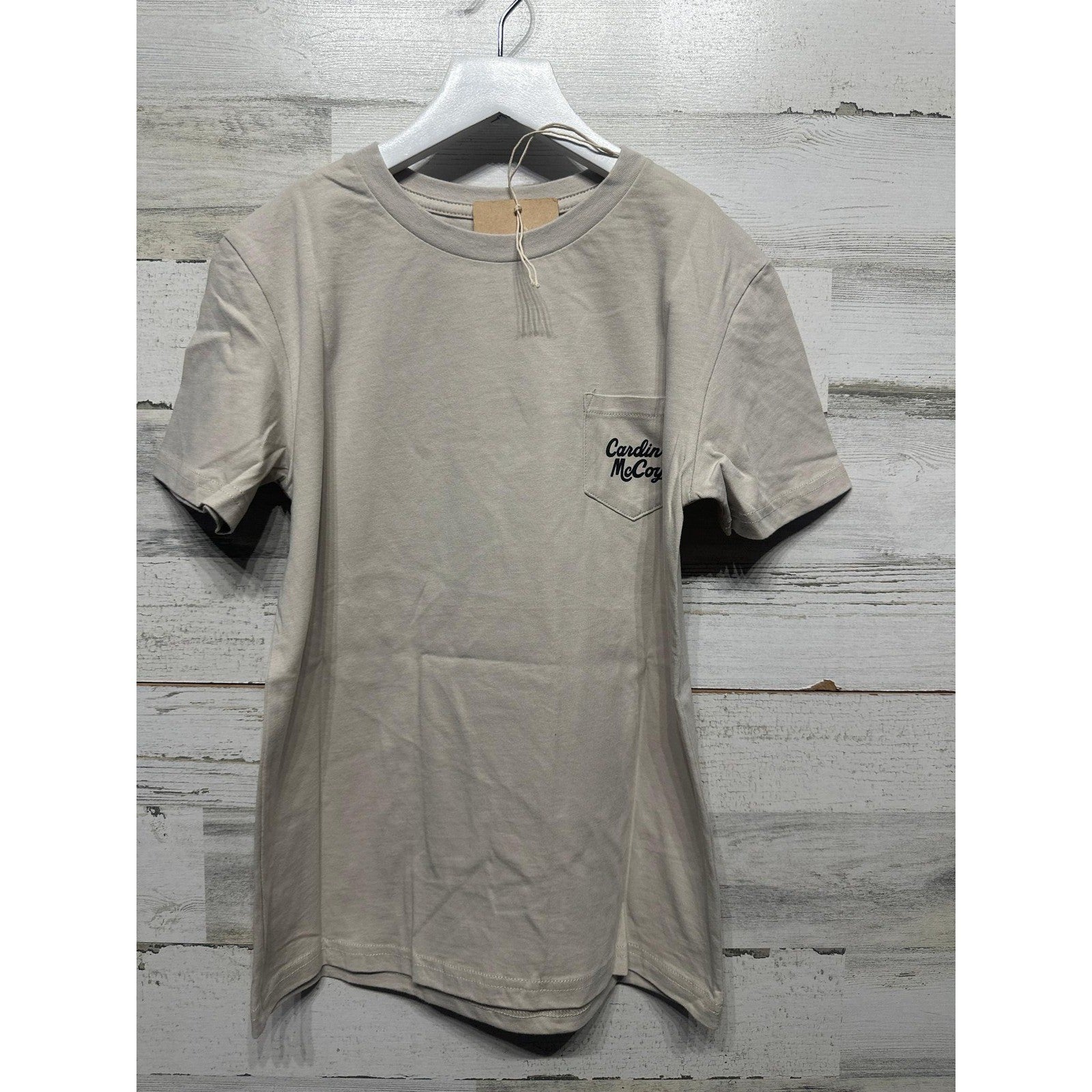 Cardin McCoy Pocket Tee Kids M 8/10 Tan North Pole Reindeer Graphic NWT2