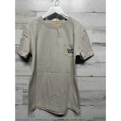 Cardin McCoy Pocket Tee Kids M 8/10 Tan North Pole Reindeer Graphic NWT2