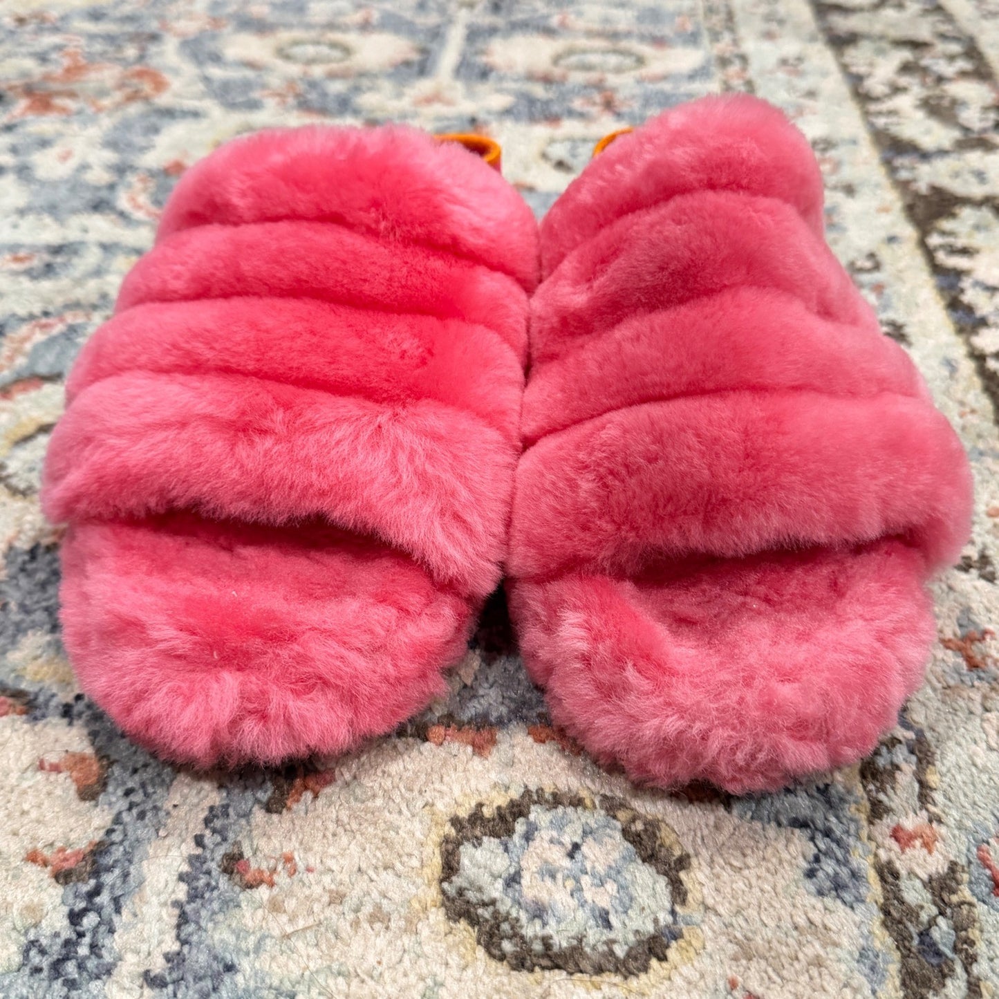 UGG Fluff Yeah Slide Girls Size 4 Pink Faux Fur Slingback Slipper3