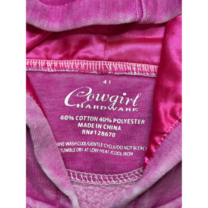 Cowgirl Hardware Hoodie Girls 4T Pink Leopard Horse Acid Wash EUC2