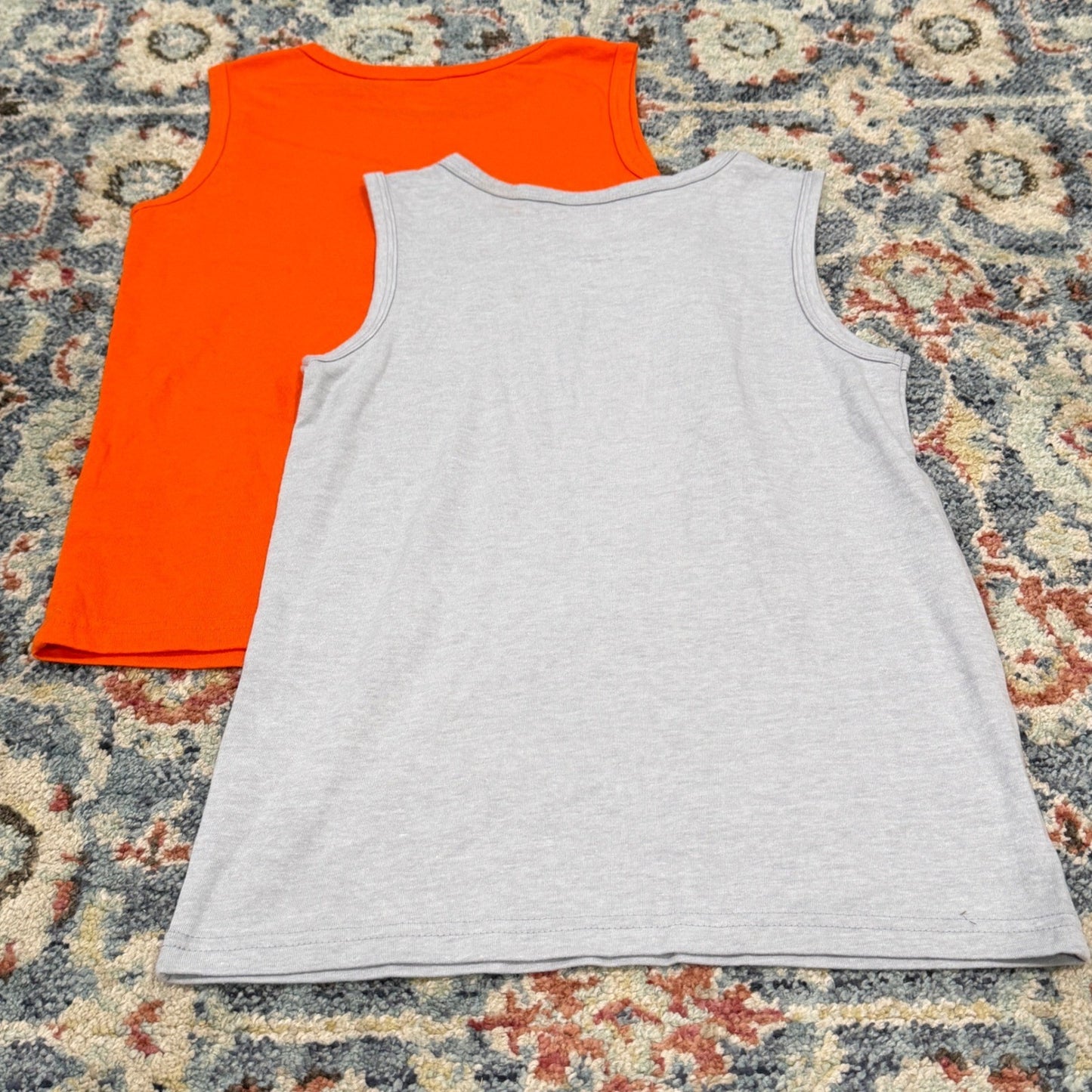 Tank Tops Boys Size 8 Orange Grey Sleeveless Basics EUC2