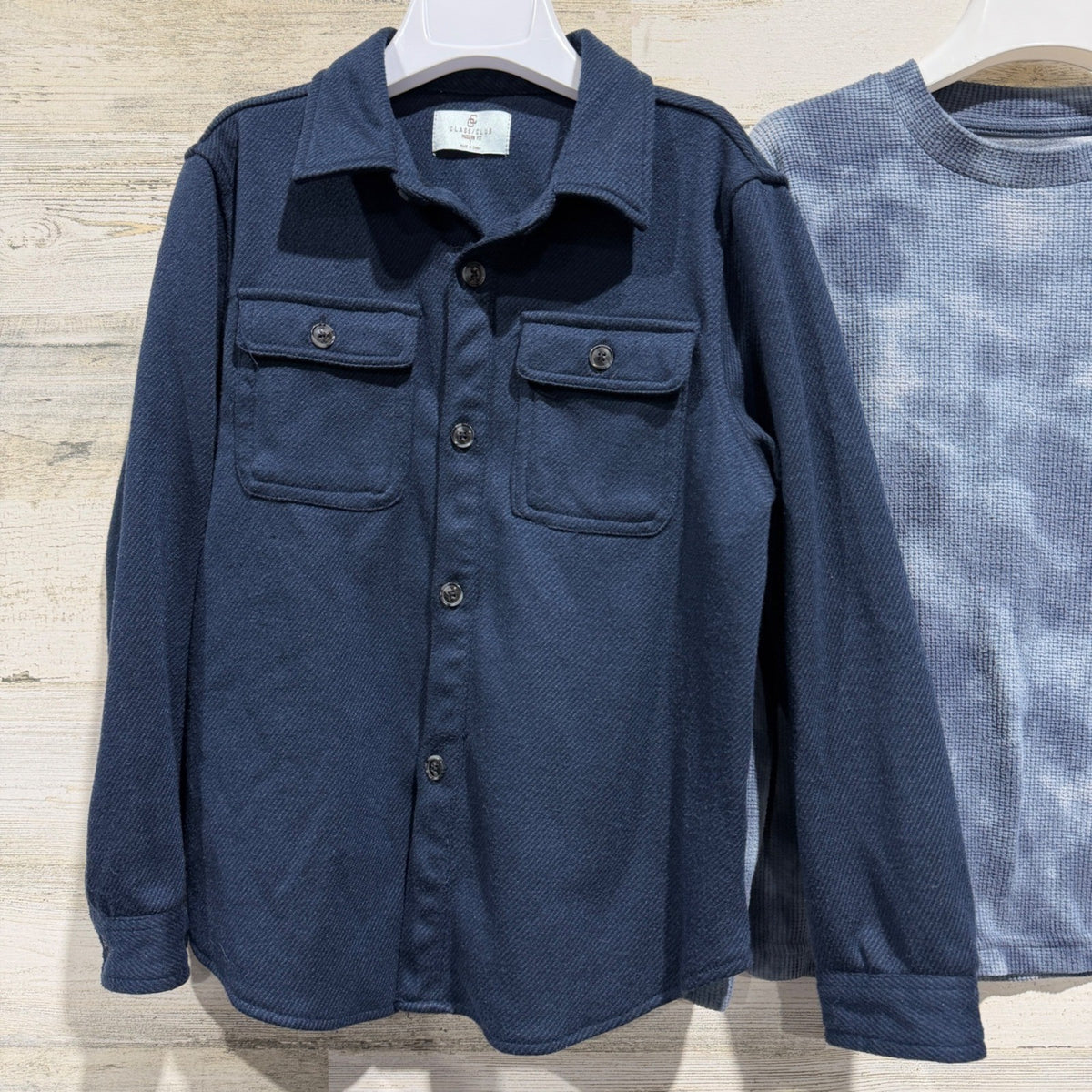 Abercrombie & Class Club Shirt Lot Boys 7/8 Blue Tie Dye Waffle Button EUC5