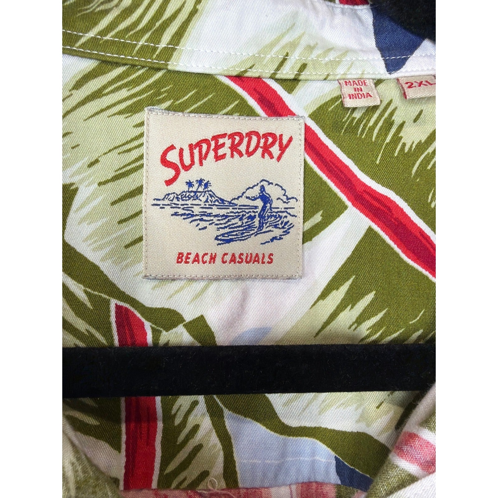 Superdry Button Down Shirt Men 2XL White Floral Tropical Beach Casual EUC1