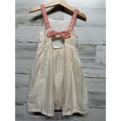 Rachel Zoe Dress Romper Set Girls 5 Pink Cream Metallic Floral Boho EUC3