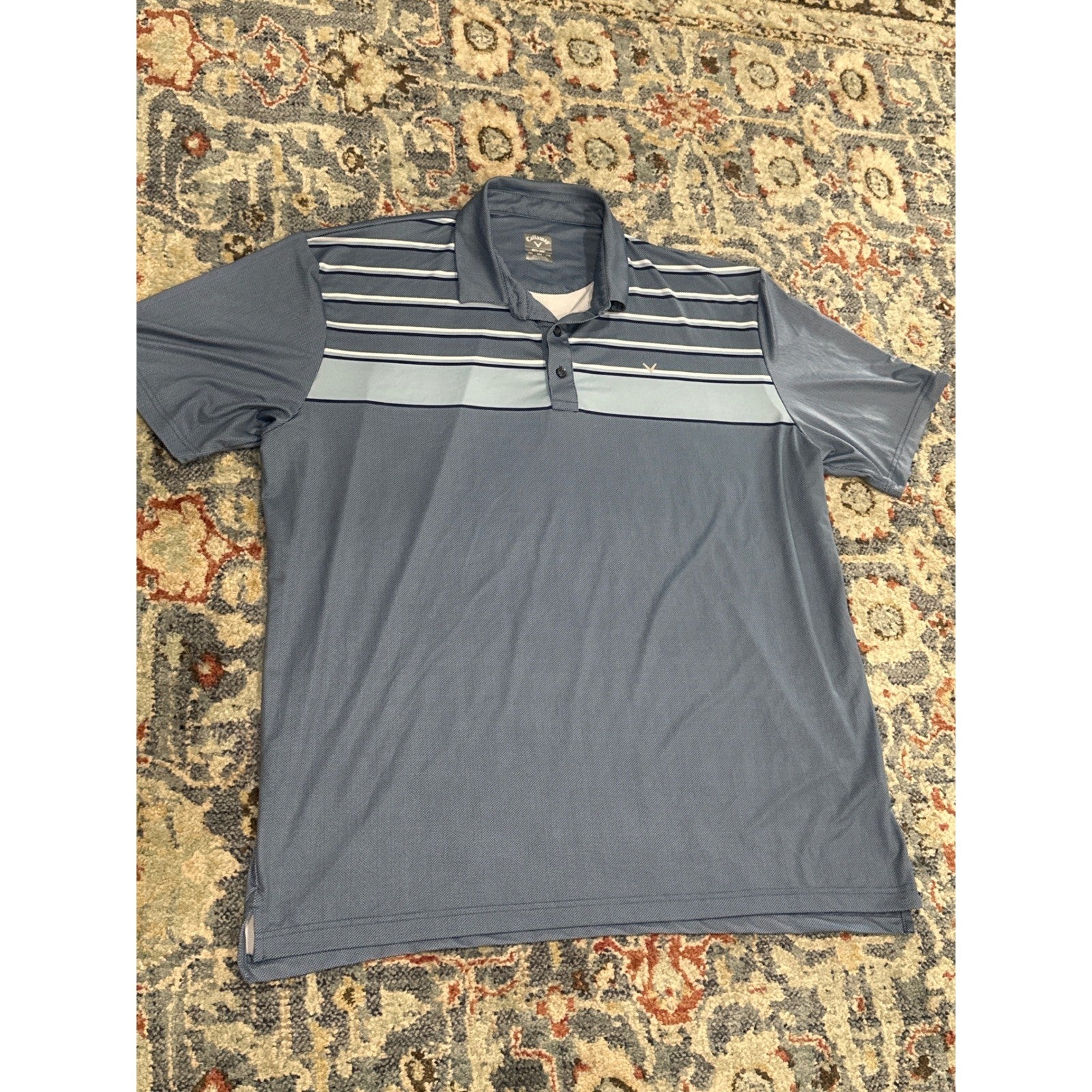Callaway Golf Polo Shirt Lot Mens XXL Blue Black Striped Microprint2