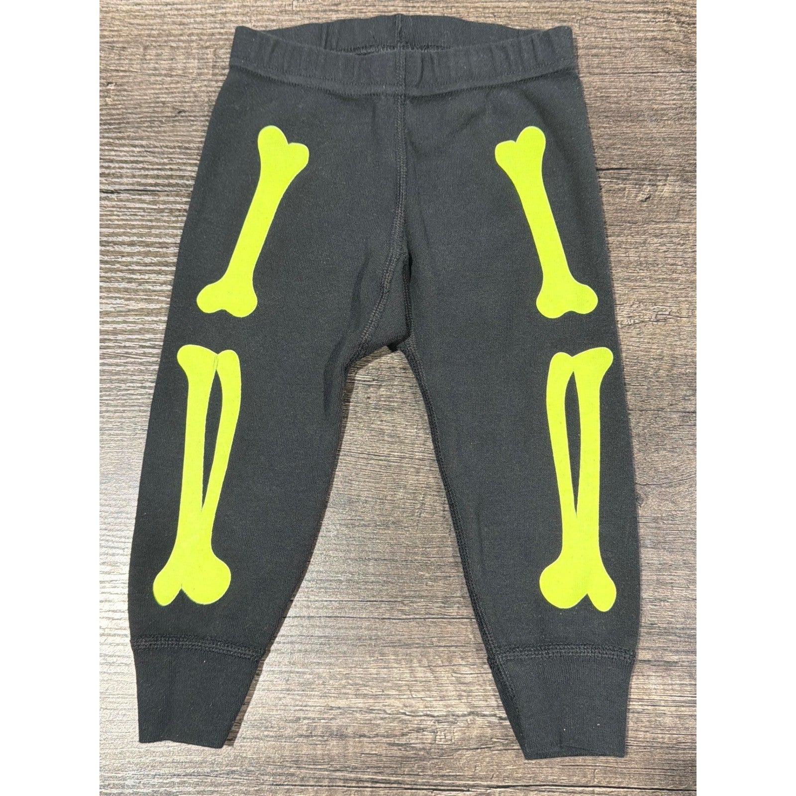 Hanna Andersson Pajama Pants Kids 18-24M Black Skeleton Bone Spooky EUC0