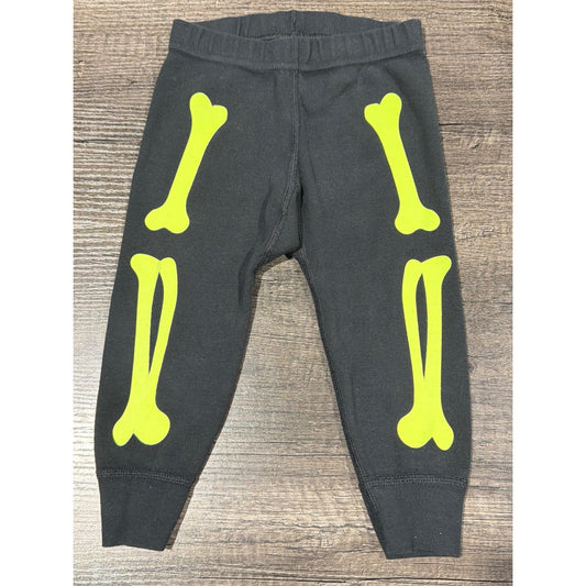 Hanna Andersson Pajama Pants Kids 18-24M Black Skeleton Bone Spooky EUC0