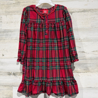 Family PJs Plaid Nightgown Girls XS 4/5 Red Polyester Holiday Classic EUC0