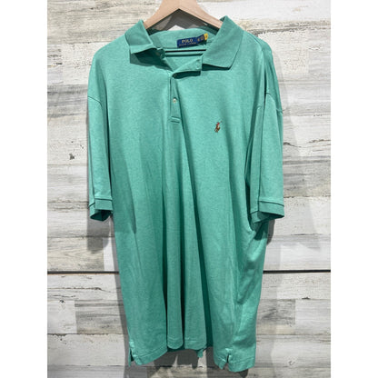 Polo Ralph Lauren Polo Shirt Men XLT Green Heathered Cotton Classic EUC0