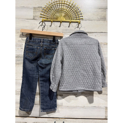 Easy Peasy Art Class Boys 4T Bundle Plaid Quilted Denim Gorpcore EUC5