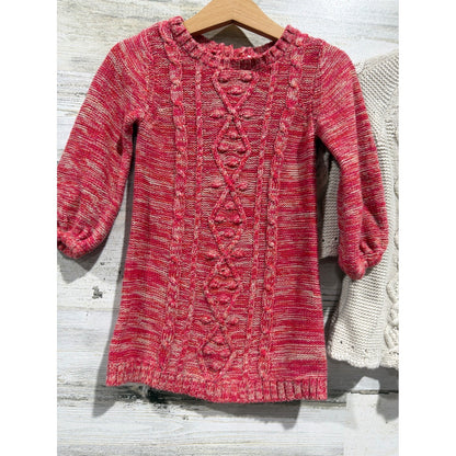 Old Navy Cupcakes and Cashmere Sweater Dress Bundle Girls 12M Red Tan Cable Knit1