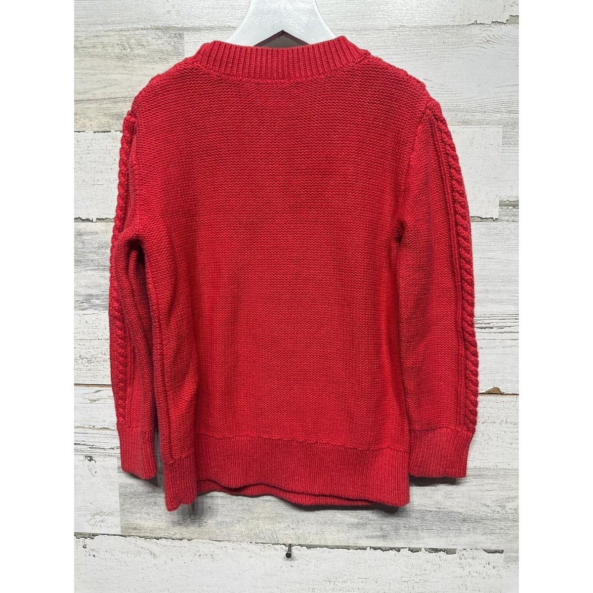 Crewcuts Cable Knit Sweater Girls 6/7 Red Long Sleeve EUC2