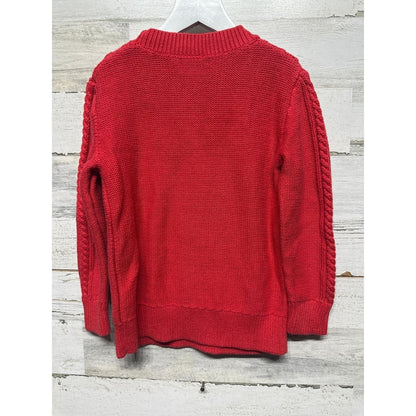 Crewcuts Cable Knit Sweater Girls 6/7 Red Long Sleeve EUC2