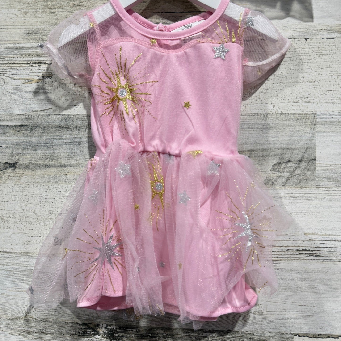 Wizard of Oz Glinda Costume Girls 12/18MO Pink Glitter Star Dress Up New1