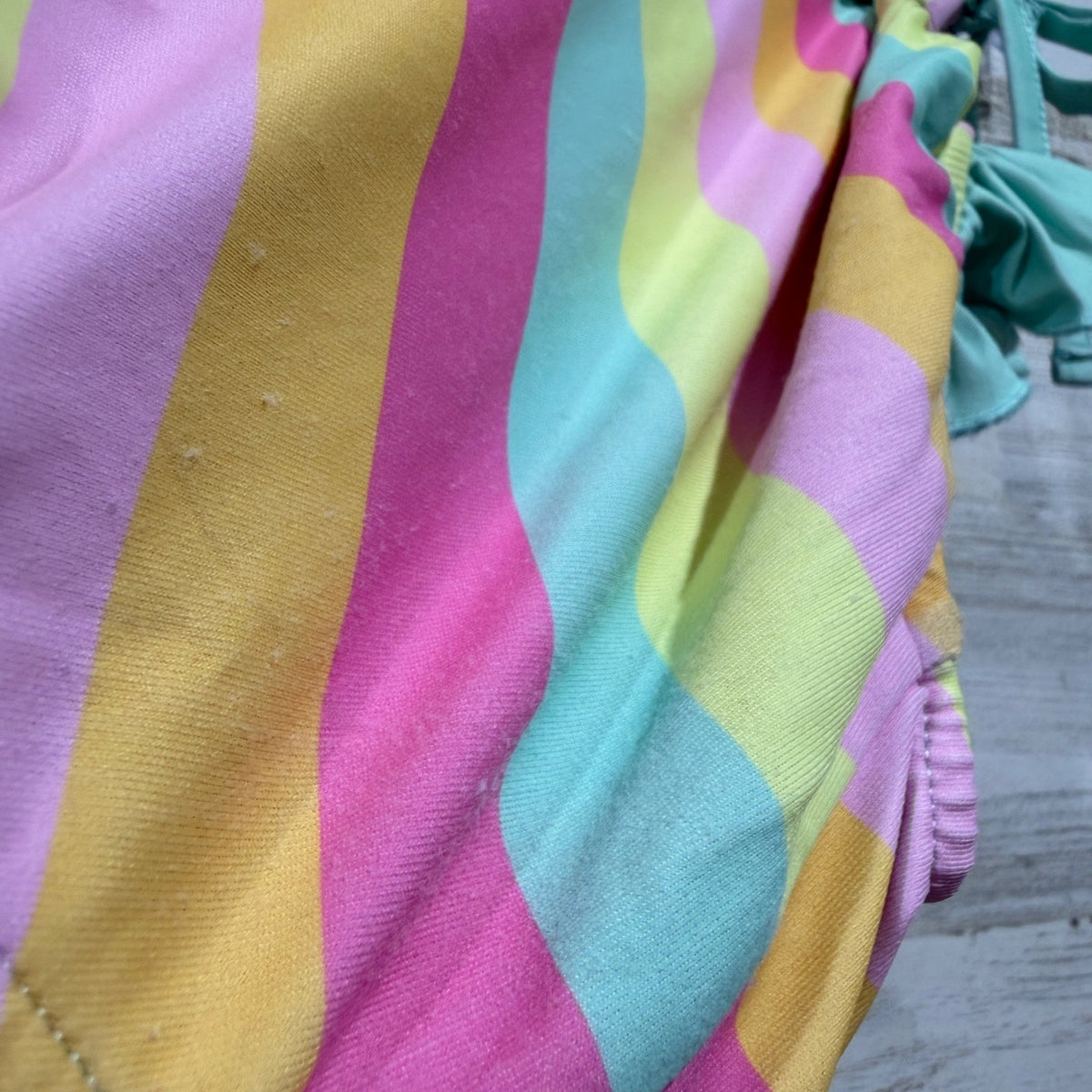 Swoon Baby Ruffle Two Piece Swimsuit Girls 5 Pastel Stripe GUC*6