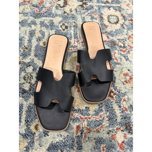 A New Day Slide Sandals Women 9 Black H-Band Minimalist0