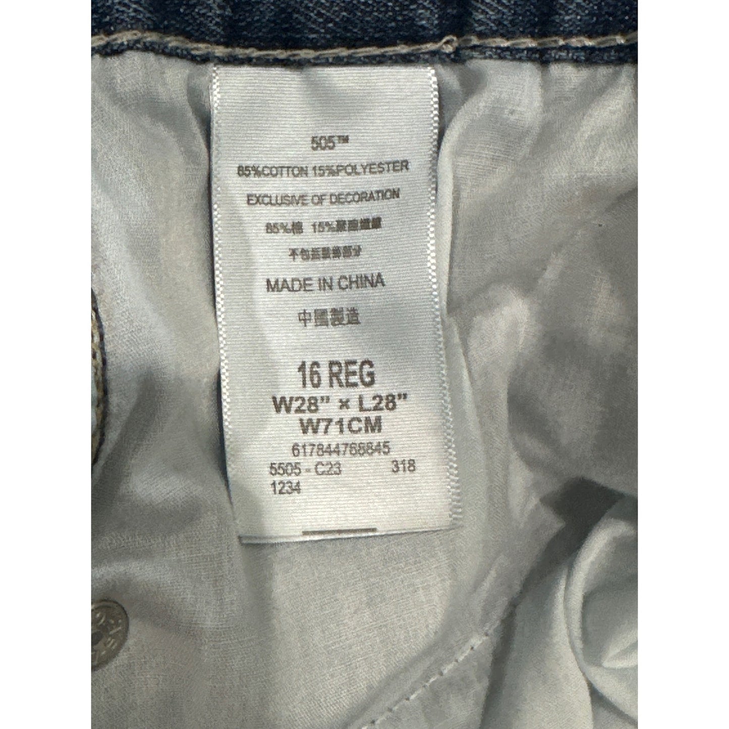 Levi's 505 Regular Fit Jeans Kids Size 16 Blue Medium Wash Straight Leg EUC4
