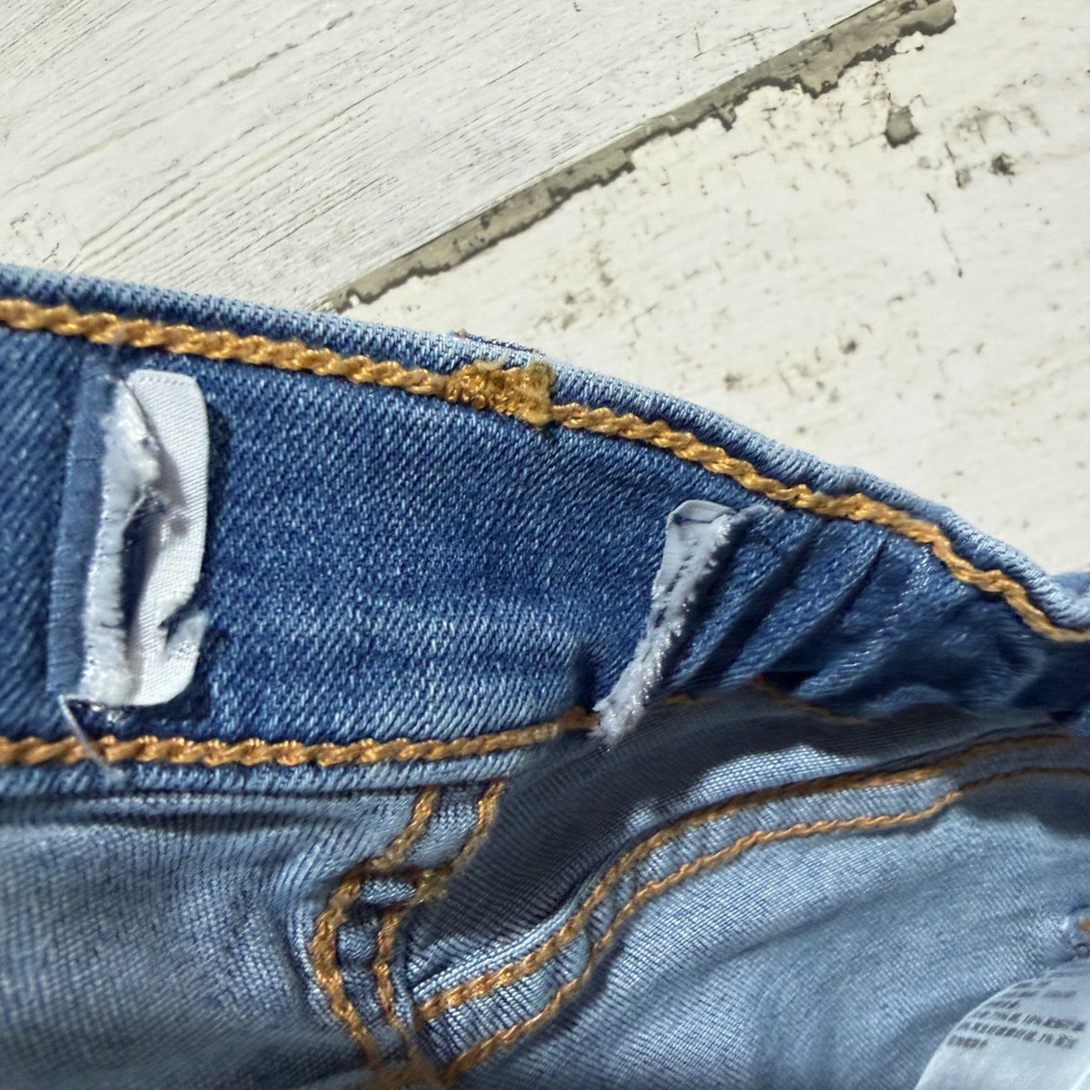 Abercrombie Skinny Jeans Girls 7/8 Blue Distressed Denim School GUC6