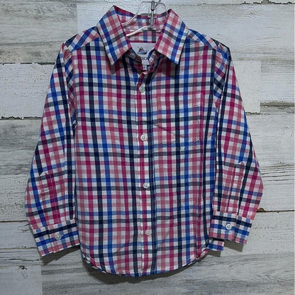 Southbound Button Down Shirt Boys 3T Pink Blue Plaid Long Sleeve NWT0