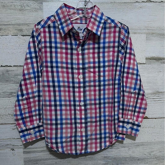 Southbound Button Down Shirt Boys 3T Pink Blue Plaid Long Sleeve NWT0