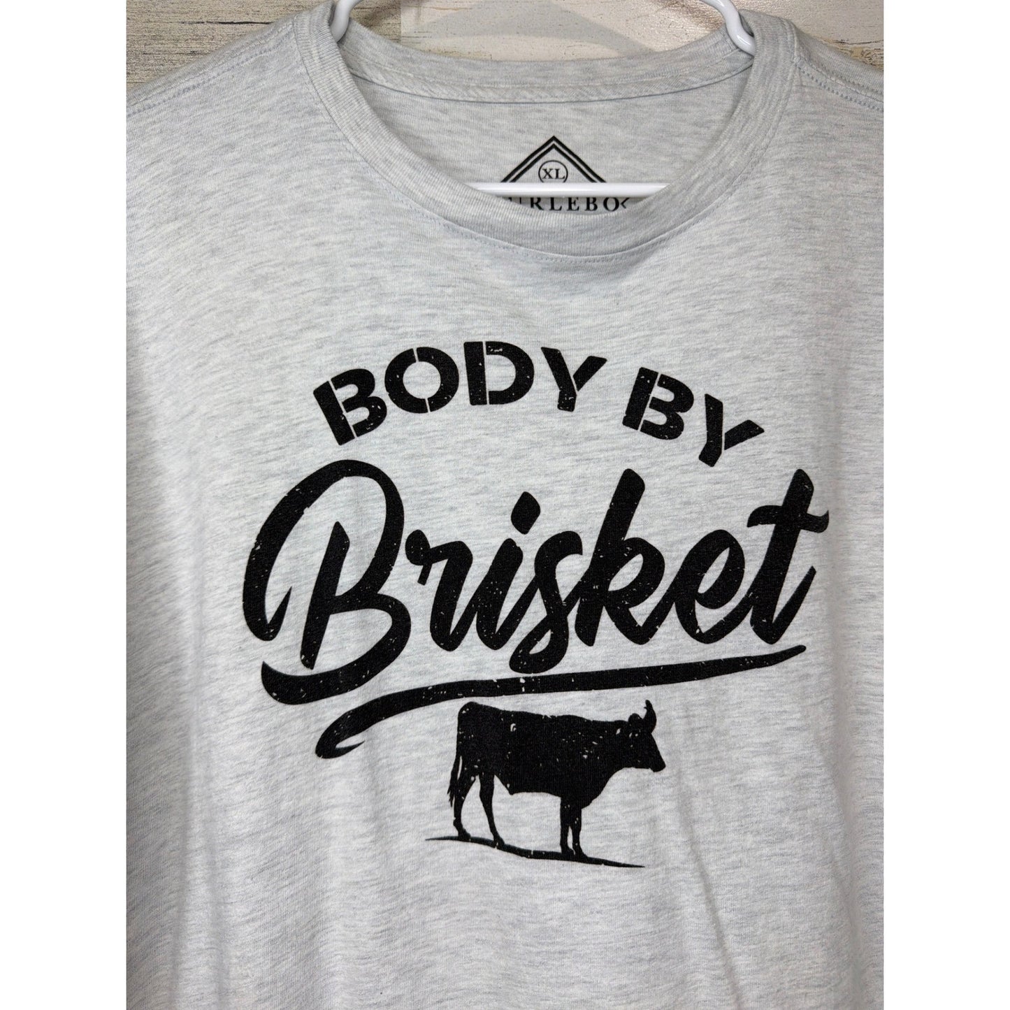 Burlebo Body By Brisket T-Shirt Men XL Gray Graphic BBQ Dad Core Flawed*1