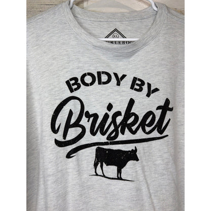 Burlebo Body By Brisket T-Shirt Men XL Gray Graphic BBQ Dad Core Flawed*1