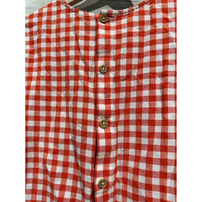 Hanna Andersson Linen Set Girls 12 Red Gingham Check Two Piece *Flawed8
