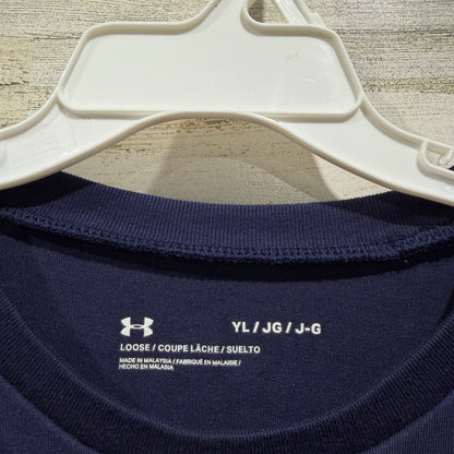 Under Armour T-Shirt Boys Youth Large Navy Blue Short Sleeve Sporty EUC2